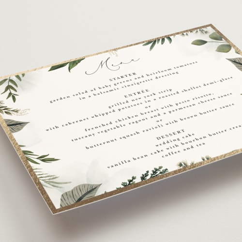 This is a vanilla menu cards with foil pressed by Susan Moyal called classic love printing on signature in 5x7