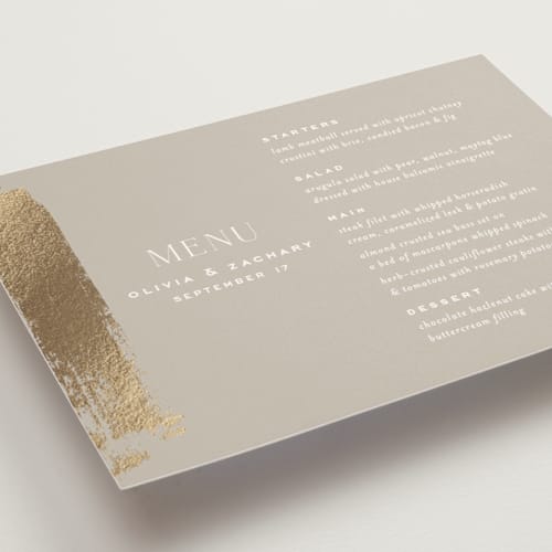 This is a clay menu cards with foil pressed by Carolyn Nicks called true love printing on signature in standard