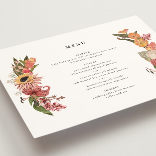 This is a summer menu cards with foil pressed by Susan Moyal called harmony printing on signature in standard