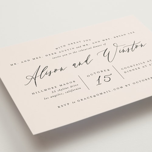 This is a taupe rehearsal dinner invitations with standard by Leah Bisch called timeless printing on signature in standard