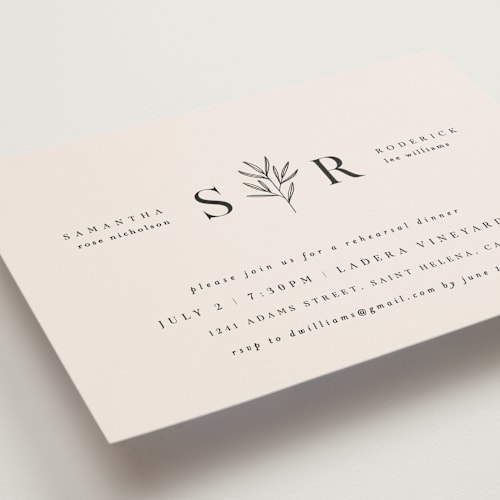 This is a taupe rehearsal dinner invitations with standard by Kelly Schmidt called italia printing on signature in standard