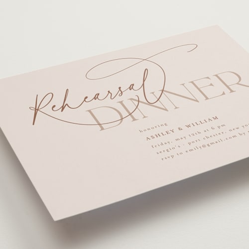 This is a clay rehearsal dinner invitations with standard by Nicole Barreto called typographical printing on signature in standard