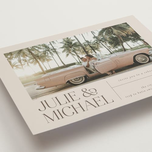 This is a cream rehearsal dinner invitations with standard by Vera Lim called gallery printing on signature in standard