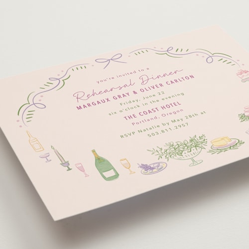 This is a grape rehearsal dinner invitations with standard by Elly called dining printing on signature in standard