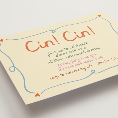 This is a verona rehearsal dinner invitations with standard by Stephanie Heinrich Godbout called cin cin printing on signature in standard
