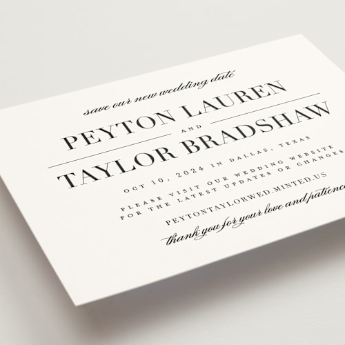 This is a tuxedo save the date with standard by Lauren Chism called classic printing on signature in standard