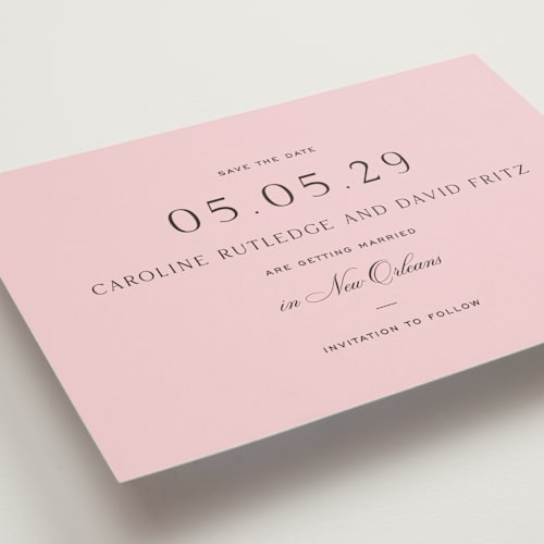 This is a peony save the date with standard by Megan Davis called nola printing on signature in standard