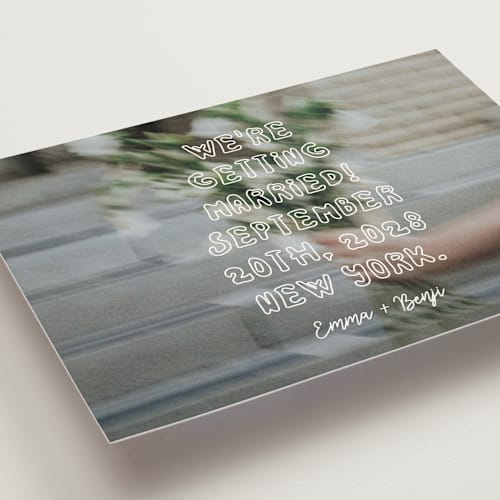 This is a vanilla save the date with standard by Helena Vitto called cool kids printing on signature in standard