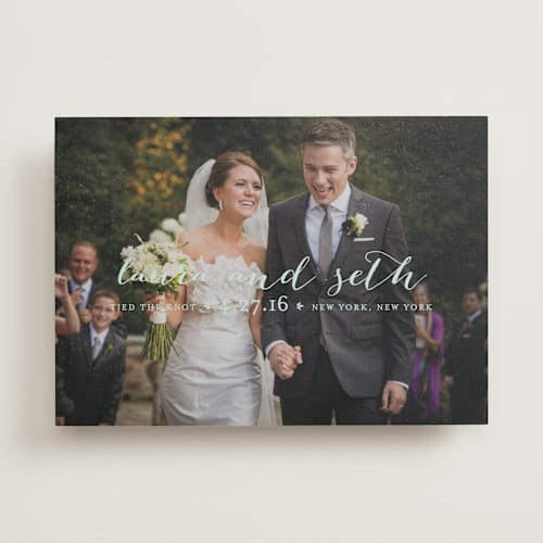 This is a sky wedding announcements with standard by Lauren Chism called meet in the middle printing on recycled smooth signature in standard