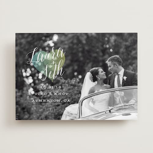 This is a marine wedding announcements with standard by Sarah Curry called watercolor heart printing on recycled smooth signature in standard