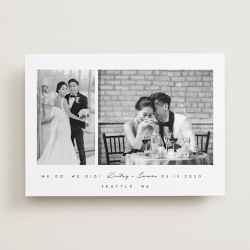 This is a tuxedo wedding announcements with standard by Angela Garrick called meant to be printing on recycled smooth signature in standard