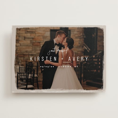This is a nutmeg wedding announcements with standard by Melissa Egan of Pistols called kindred printing on recycled smooth signature in standard