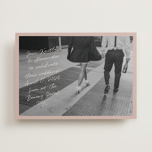 This is a dusty rose wedding invitations with standard by Adelyn T. called photograph scribble printing on recycled smooth signature in standard