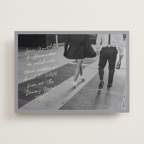 This is a lavender wedding invitations with standard by Adelyn T. called photograph scribble printing on recycled smooth signature in standard