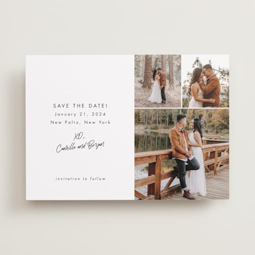 This is a snow save the date with standard by Sandra Picco Design called signed and sealed printing on recycled smooth signature in standard