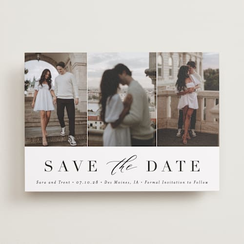 This is a eclipse save the date with standard by Andrea Cernin called minimal elegance printing on recycled smooth signature in standard