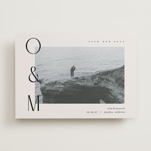 This is a santa fe save the date with standard by Pixel and Hank called initial printing on recycled smooth signature in standard