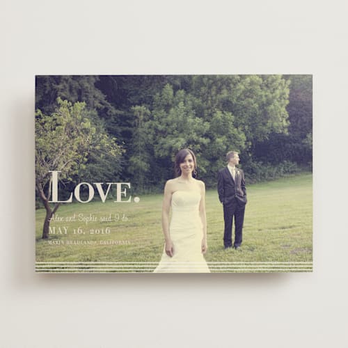 This is a cotton wedding announcements with standard by Emily Ranneby called nostalgia printing on signature in standard