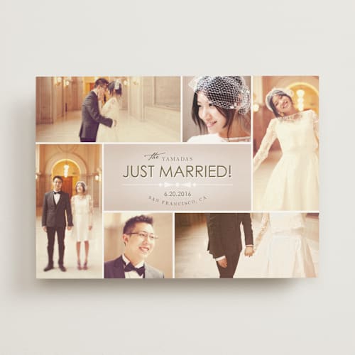 This is a golden wedding announcements with standard by Design Lotus called bowtie printing on signature in standard