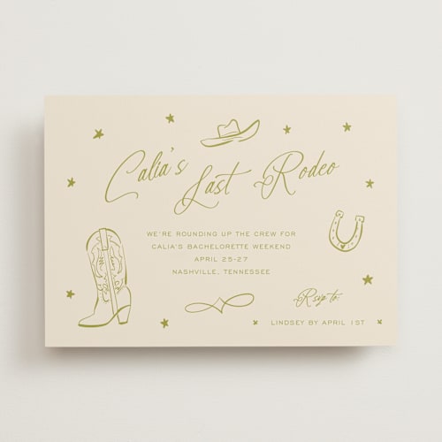 This is a island citrus bachelorette party invitations with standard by Ani Somi called calia printing on signature in standard
