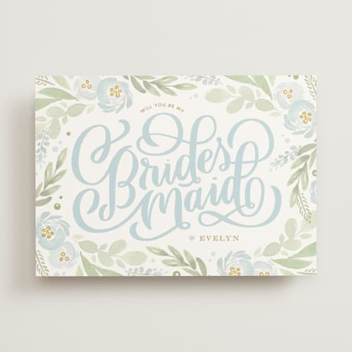This is a frost will you be my bridesmaid cards with standard by Kristen Smith called ranunculus frame printing on signature in standard
