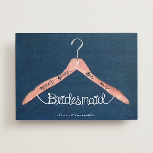 This is a nightfall will you be my bridesmaid cards with standard by Cass Loh called bridesmaid hanger printing on signature in standard