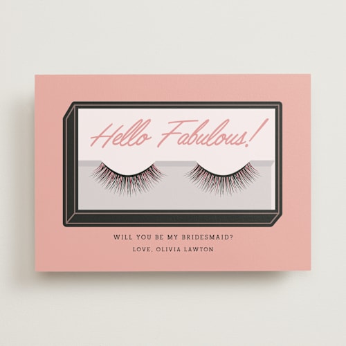 This is a rose will you be my bridesmaid cards with standard by Jennifer Lew called wink printing on signature in standard