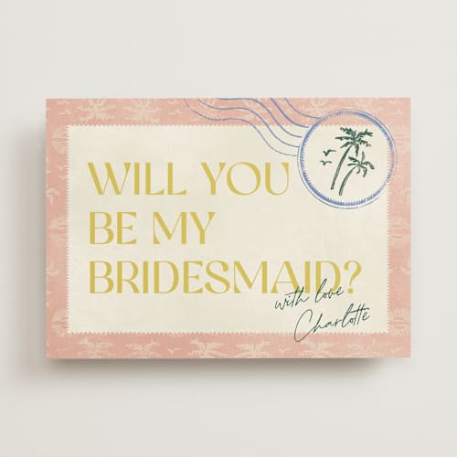 This is a island citrus will you be my bridesmaid cards with standard by Pixel and Hank called coastal drift printing on signature in standard