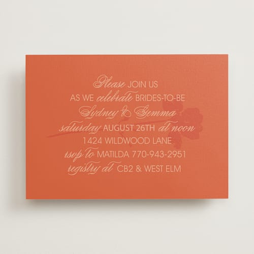 This is a poppy bridal shower invitations with standard by Morgan Kendall called bloom printing on signature in standard