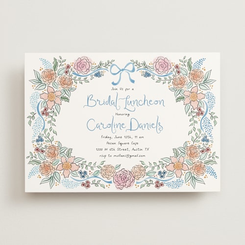 This is a ocean bridal shower invitations with standard by Tamara Hilje called portofino printing on signature in standard