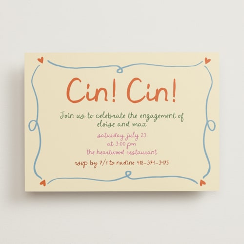 This is a verona engagement party invitations with standard by Stephanie Heinrich Godbout called cin cin printing on signature in standard