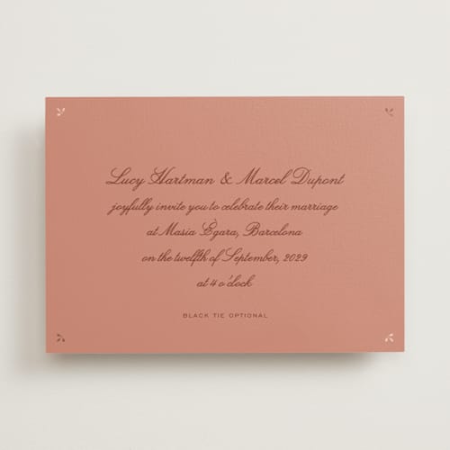 This is a terra foil stamped wedding invitations with foil pressed by Ani Somi called sweet fancy printing on signature in standard