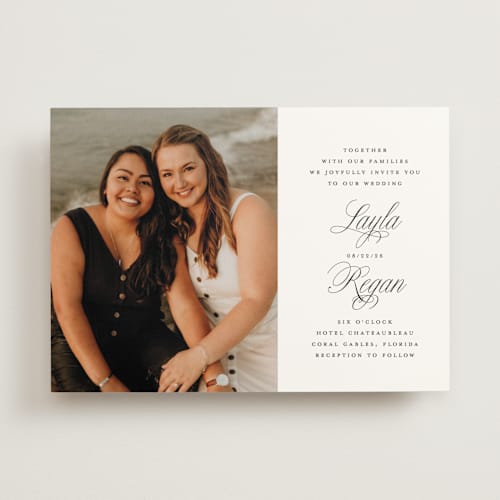 This is a ebony wedding invitations with standard by Laura Hamm called simply classic printing on signature in standard
