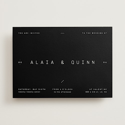 This is a ink wedding invitations with standard by Blustery August called alaia printing on signature in standard