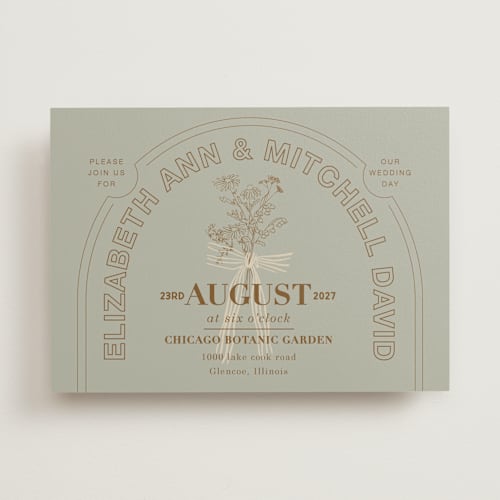 This is a sage wedding invitations with standard by Baumbirdy called sealed printing on signature in standard