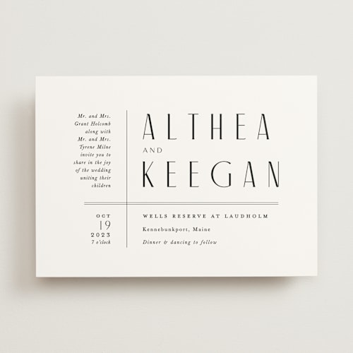 This is a frost wedding invitations with standard by Jennifer Wick called narrative printing on signature in standard