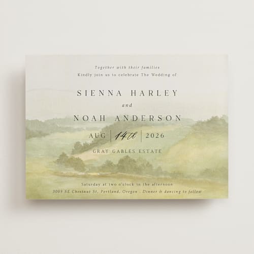 This is a olive wedding invitations with standard by Elly called the vow printing on signature in standard
