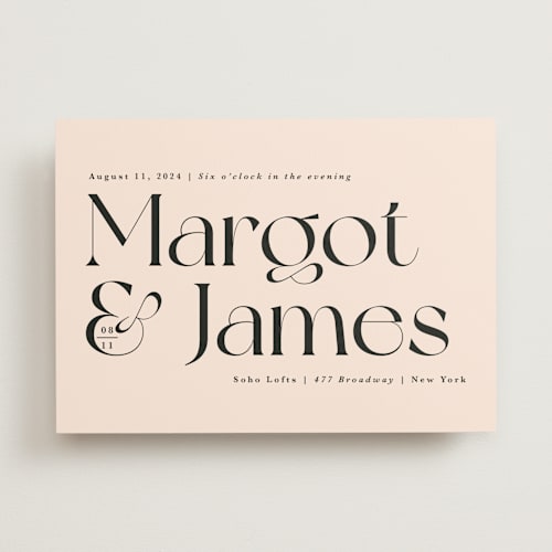 This is a blush wedding invitations with standard by Hudson meet Rose called soho printing on signature in standard