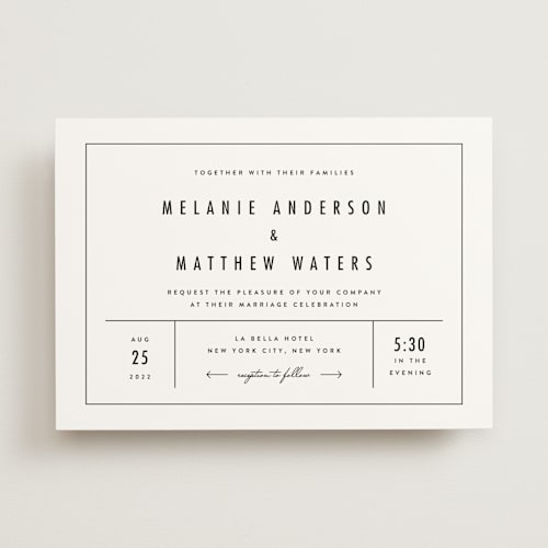 This is a blazer wedding invitations with standard by Fine and Dandy Paperie called between the lines printing on signature in standard