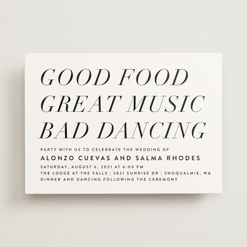 This is a dove wedding invitations with standard by Amy Payne called bad dancing printing on signature in standard