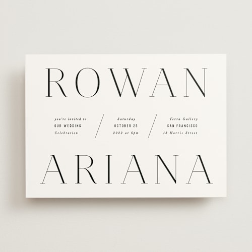 This is a pearl wedding invitations with standard by Hooray Creative called namely printing on signature in standard