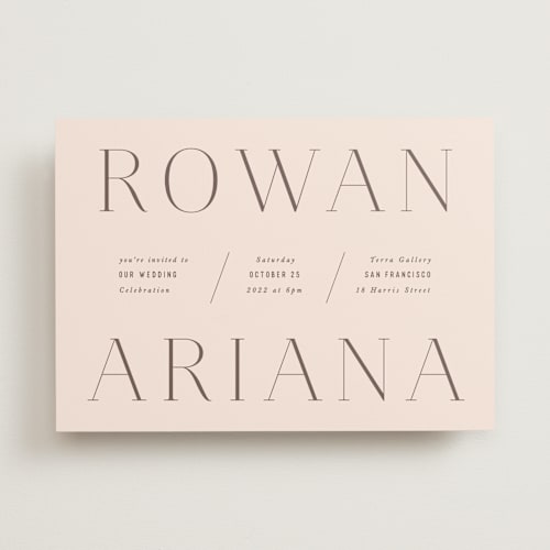 This is a blush wedding invitations with standard by Hooray Creative called namely printing on signature in standard