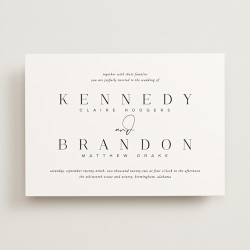 This is a sugar wedding invitations with standard by Jessica Williams called the space between printing on signature in standard