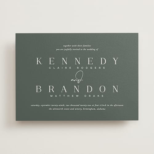 This is a greenery wedding invitations with standard by Jessica Williams called the space between printing on signature in standard