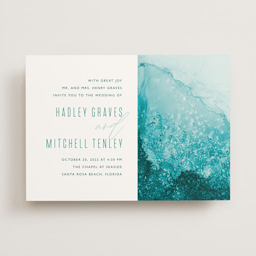 This is a marine wedding invitations with standard by Kaydi Bishop called new wave printing on signature in standard