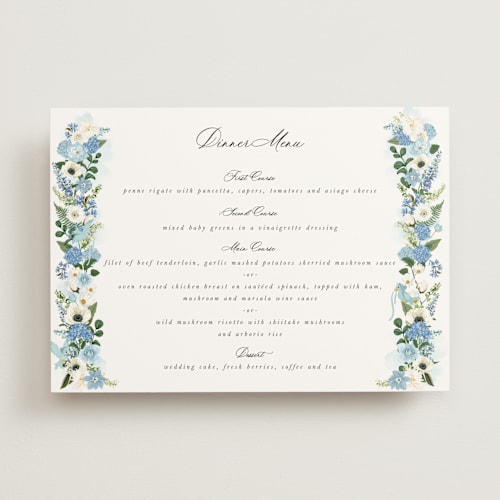 This is a bluebell menu cards with standard by Susan Moyal called disney's cinderella fairytale printing on signature in standard