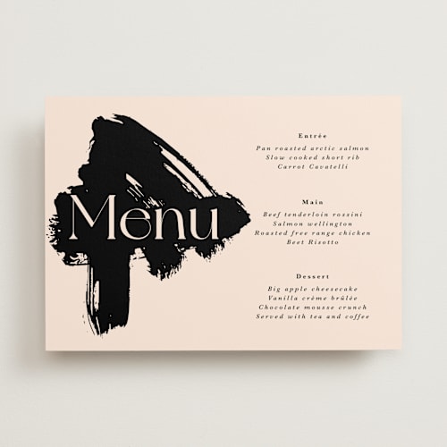 This is a blush menu cards with standard by Hudson meet Rose called soho printing on signature in standard