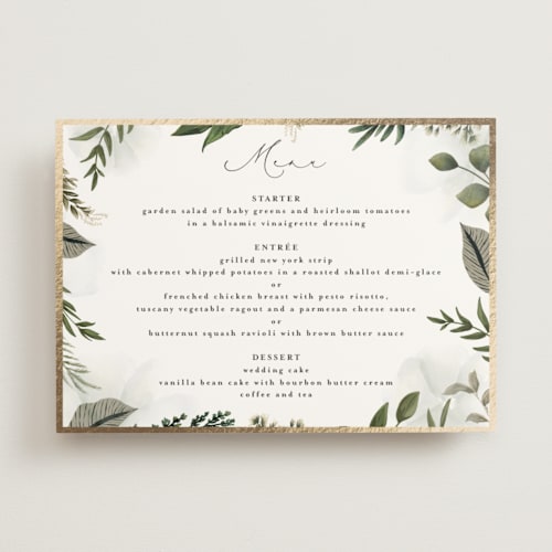 This is a vanilla menu cards with foil pressed by Susan Moyal called classic love printing on signature in 5x7
