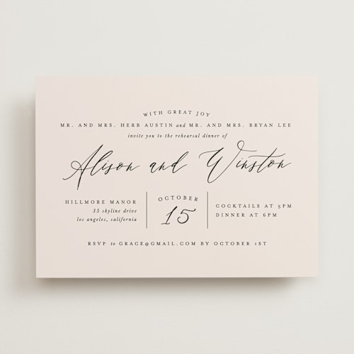 This is a taupe rehearsal dinner invitations with standard by Leah Bisch called timeless printing on signature in standard