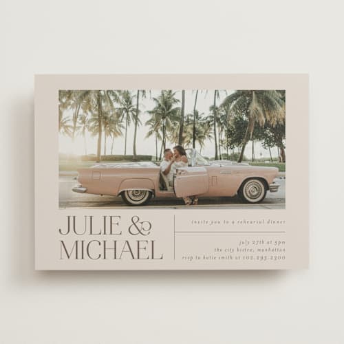 This is a cream rehearsal dinner invitations with standard by Vera Lim called gallery printing on signature in standard